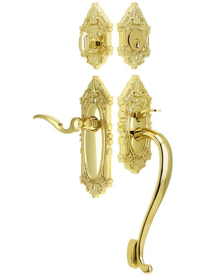 Grandeur Grande Victorian Thumblatch Entrance Set With Bellagio Lever - Right-Handed in PVD.